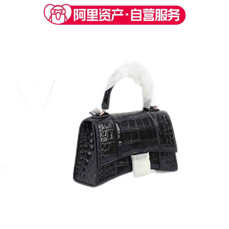 Совершенно новая сумка BALENCIAGA Balenciaga Hourglass bag XS из черного золота с тиснением под крокодиловую кожу