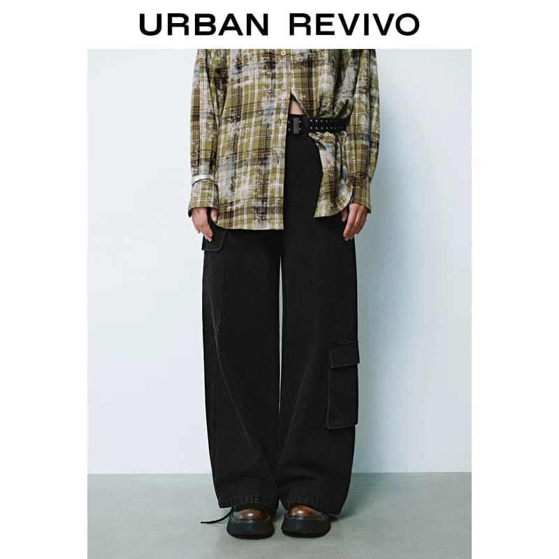 Для прогулки｜Черные джинсовые брюки URBAN REVIVO, мужские и женские, размер M