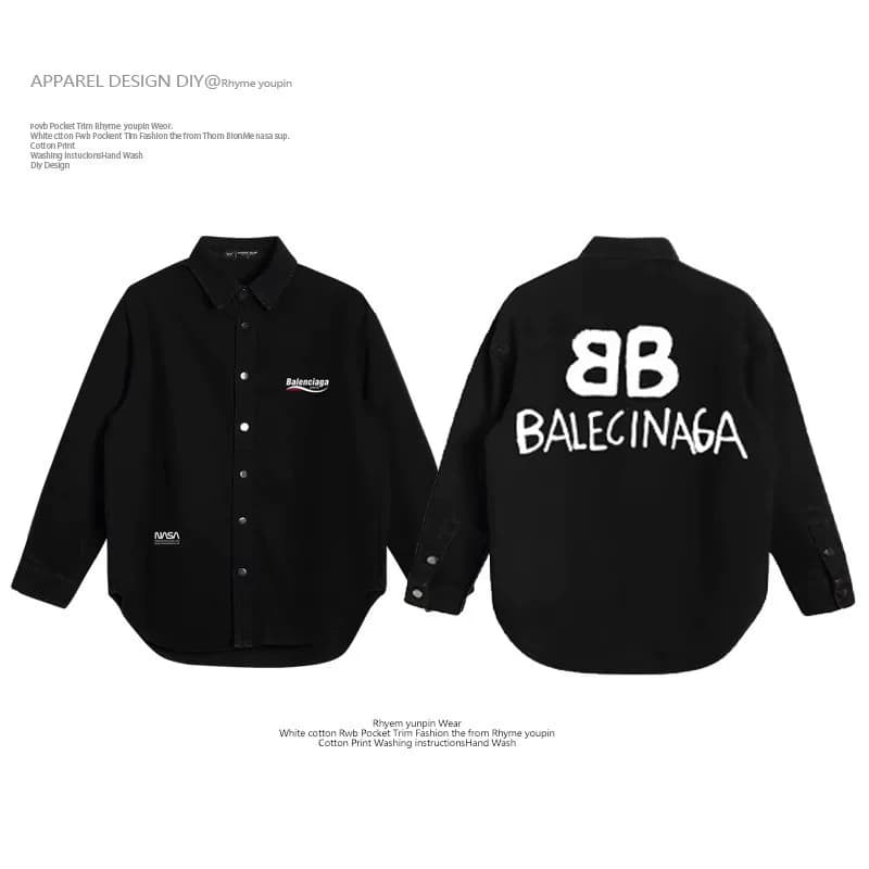 Черная рубашка Balenciaga x NASA, размер 3XL