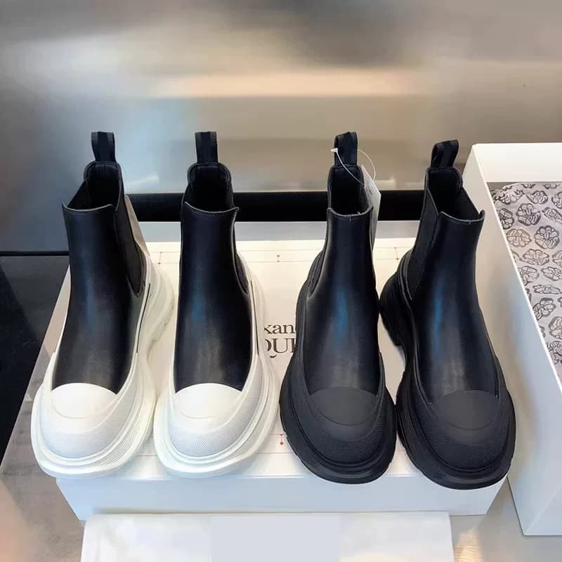 Новые ботинки McQueen Martin, мужские и женские полусапожки на толстой подошве, осень 2025, новые черные ботинки "Челси" средней длины, кожаные ботин…