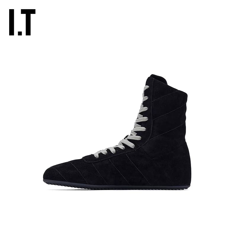 IT Rick Owens/ мужская спортивная обувь с высоким берцем; новые короткие стеганые ботинки на шнуровке простой текстуры; ботильоны