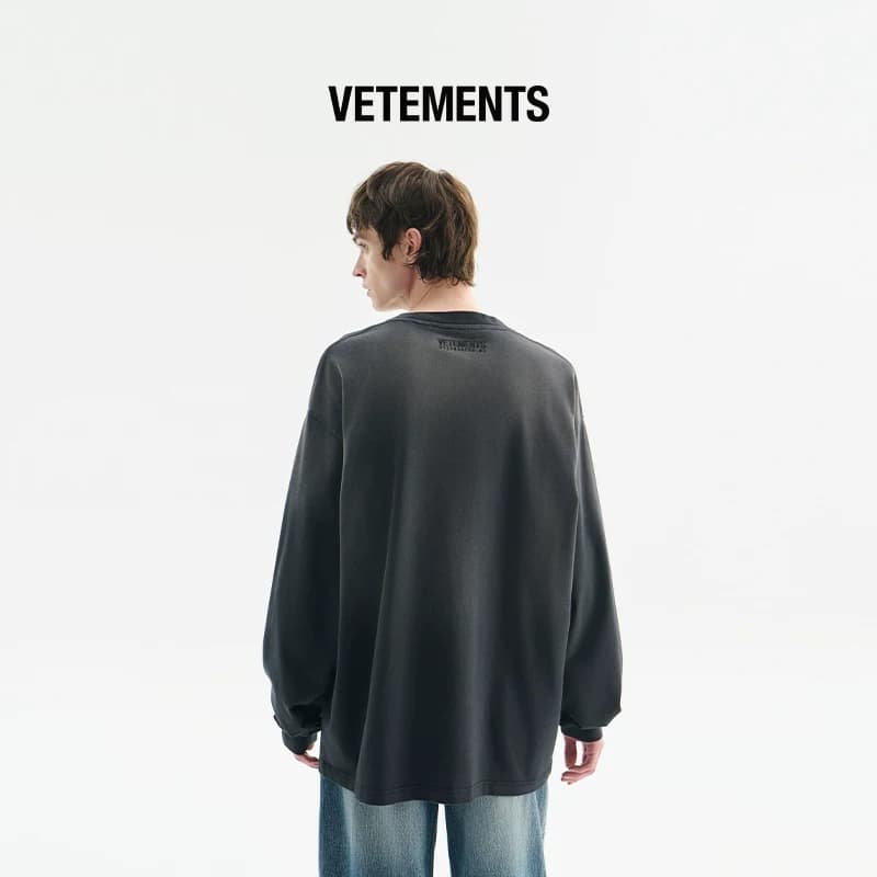 Свитер VETEMENTS, мужской и женский, одинаковый по стилю, с вышивкой в виде нашивок, свободный свитер с круглым вырезом, 14550001