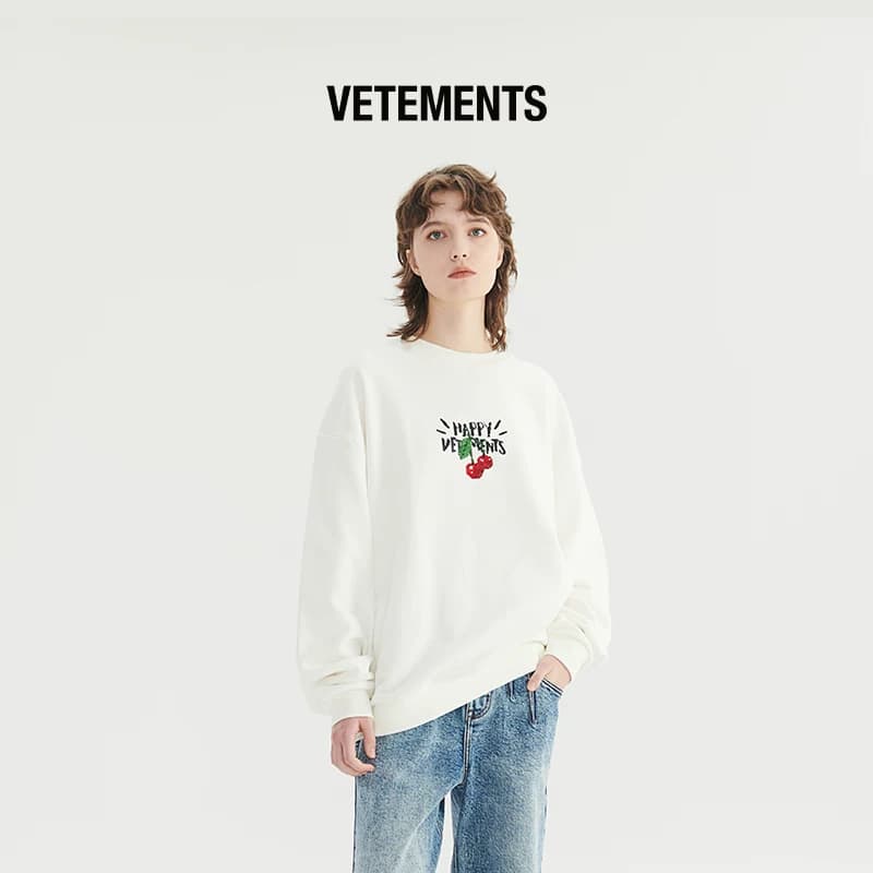VETEMENTS, однотонный свитер с круглым вырезом, новинка 2025 года, повседневный универсальный свитер свободного кроя tide 63520308