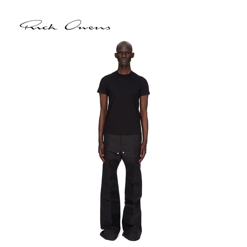 Мужская черная классическая трикотажная футболка из хлопка RICK OWENS с коротким рукавом
