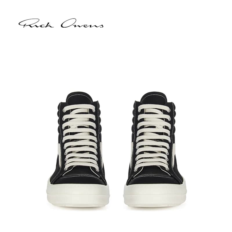 ВИНТАЖНЫЕ КРОССОВКИ RICK OWENS DRKSHDW, мужские черные кожаные кроссовки с высоким берцем