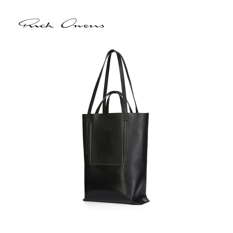 (Подарок) Мужская и женская сумка RICK OWENS из воловьей кожи среднего размера, выполненная в одном стиле.