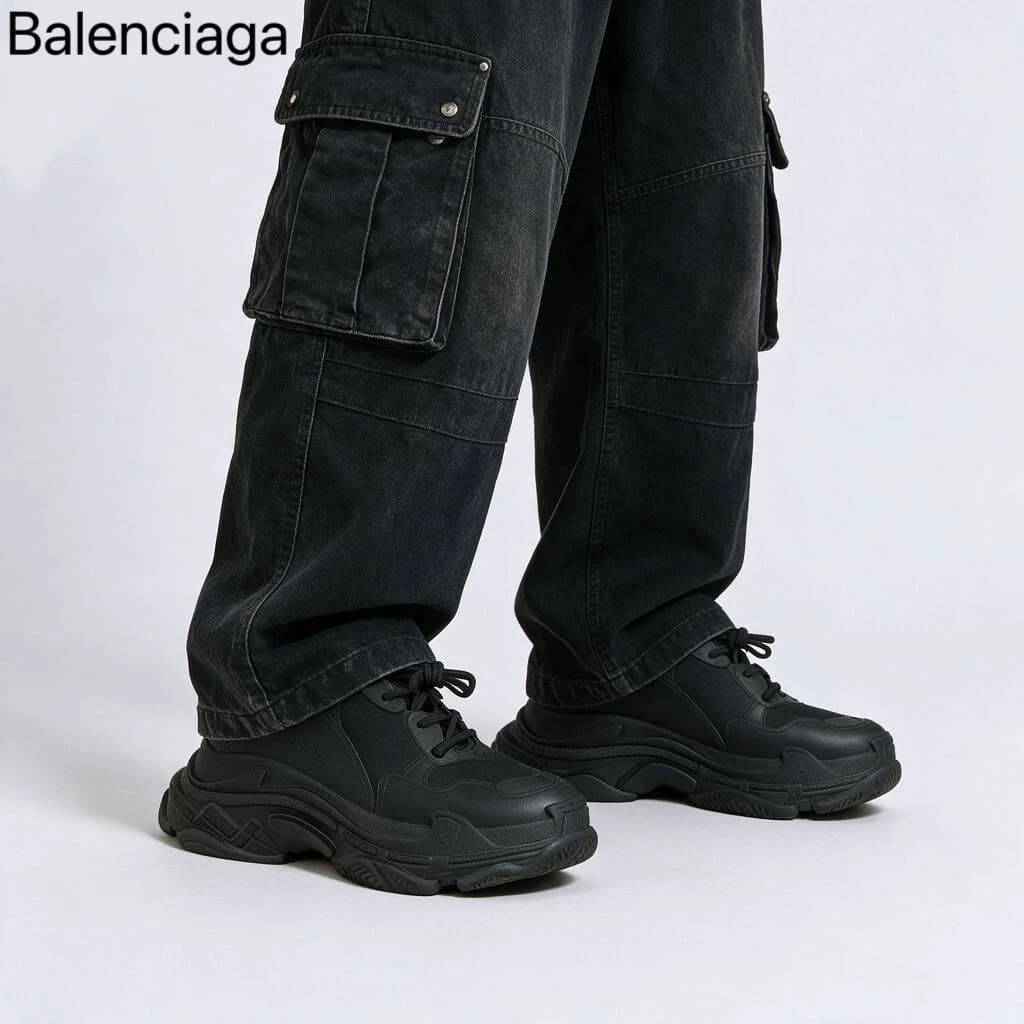 Balenciaga Balenciaga Triple S кожаная спортивная обувь на толстой подошве со шнуровкой, мужская обувь для папы