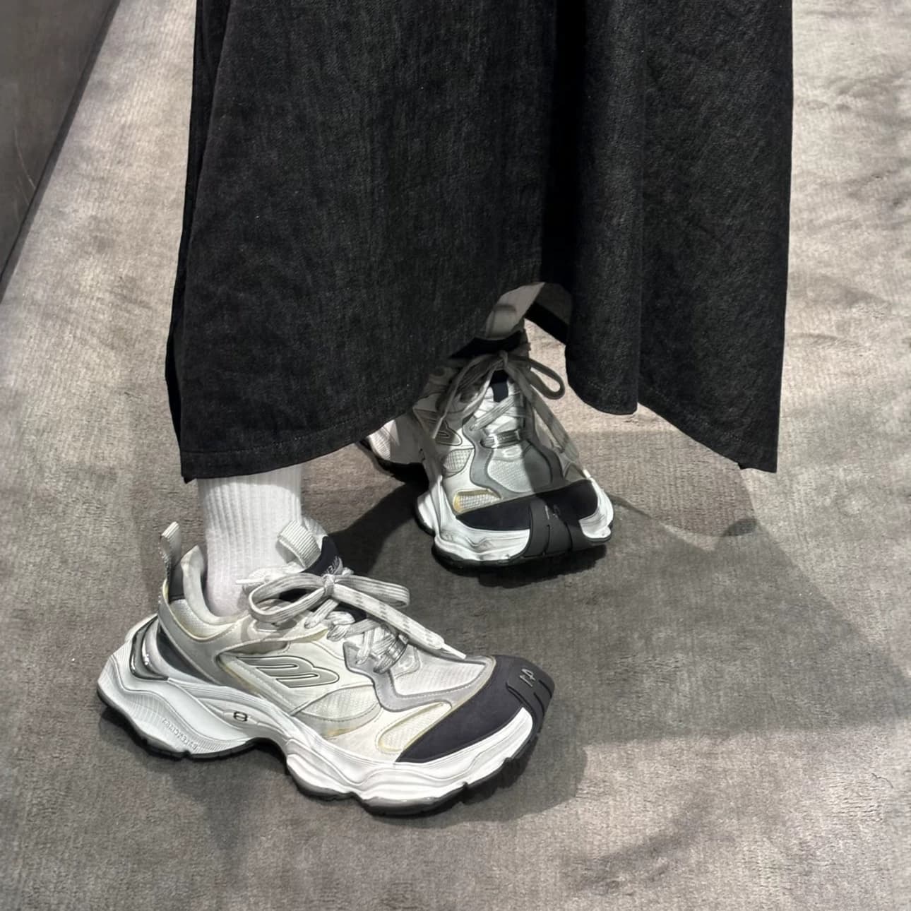 Специальное предложение Balenciaga/черно-бело-серые кроссовки-карго Balenciaga на толстой подошве 785756