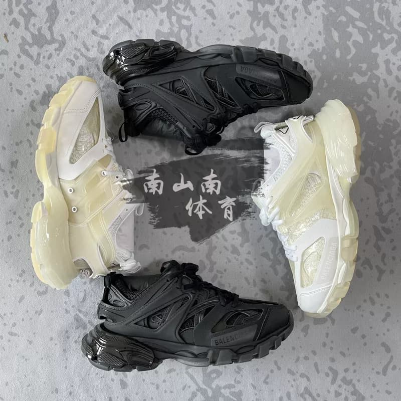Balenciaga Balenciaga Track 21SS - новые черно-белые прозрачные кроссовки на шнуровке с подушечками