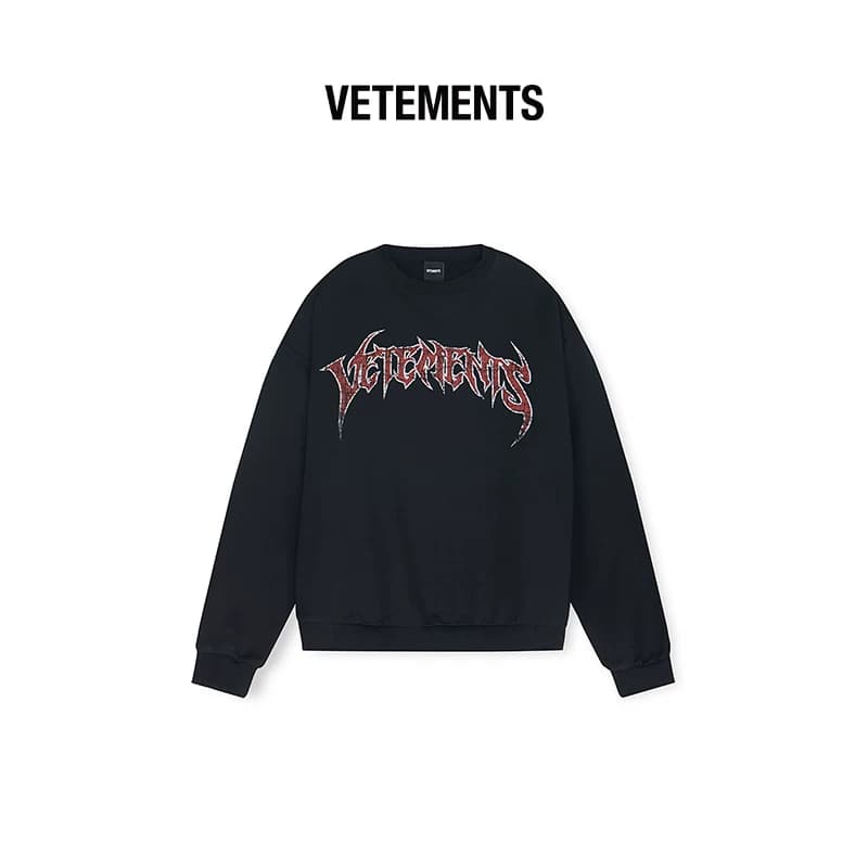 Мужской и женский свитер с круглым вырезом VETEMENTS из хлопка с готическим принтом "день и ночь" и принтом "Эйфелева башня" 64520011