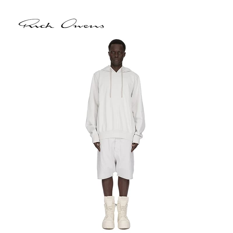 【Специальное предложение】 Мужская вязаная толстовка RICK OWENS DRKSHDW молочно-белого цвета с капюшоном