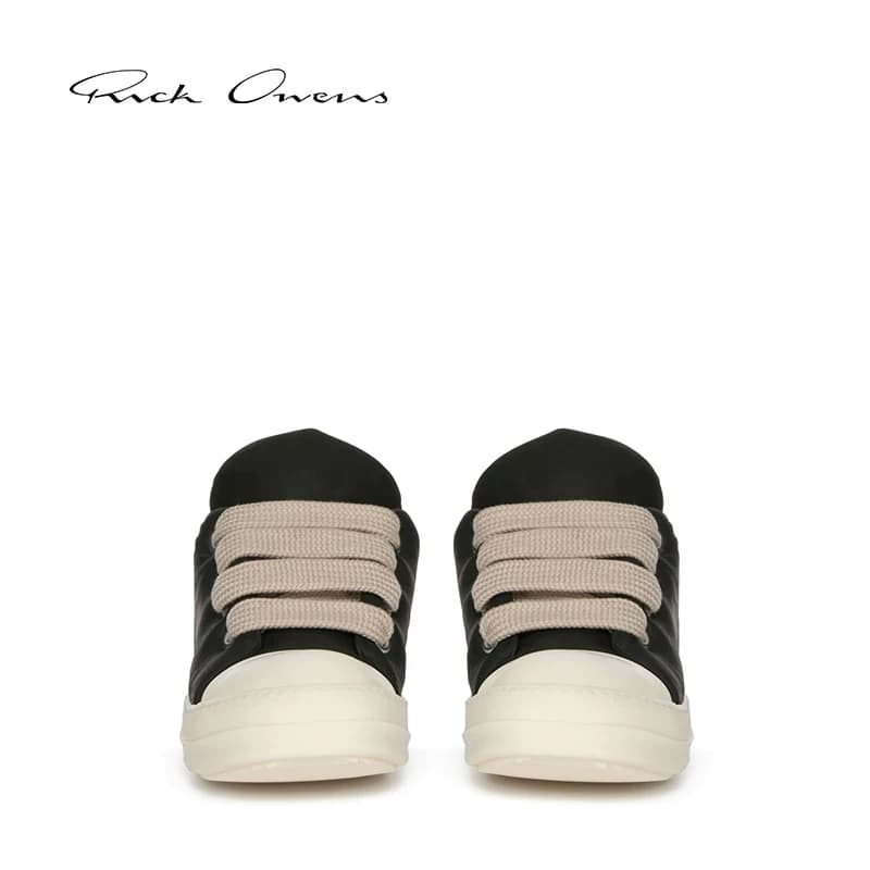 Мужские кроссовки RICK OWENS PORTERVILLE из черной телячьей кожи на шнуровке с низким берцем (Show style)