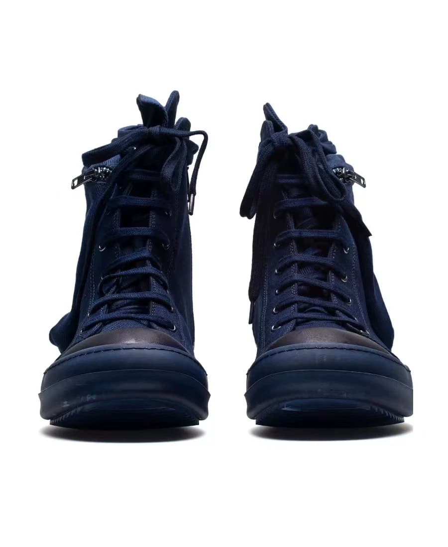 Синие потертые кроссовки Rick Owens с карманами на молнии DU01C6801/DS01C
