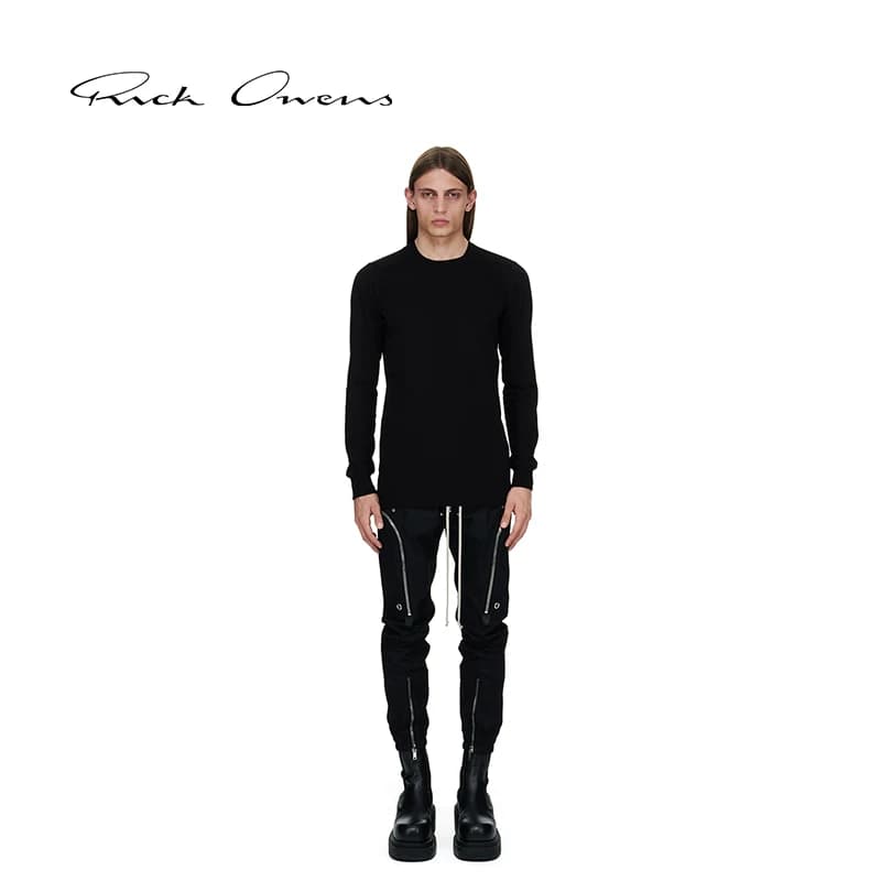 Мужская классическая хлопковая трикотажная футболка LEVEL LS от RICK OWENS от PORTERVILLE черного цвета