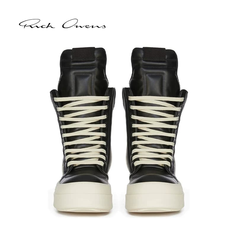 Мужские черные кроссовки RICK OWENS из натуральной телячьей кожи (Show style)