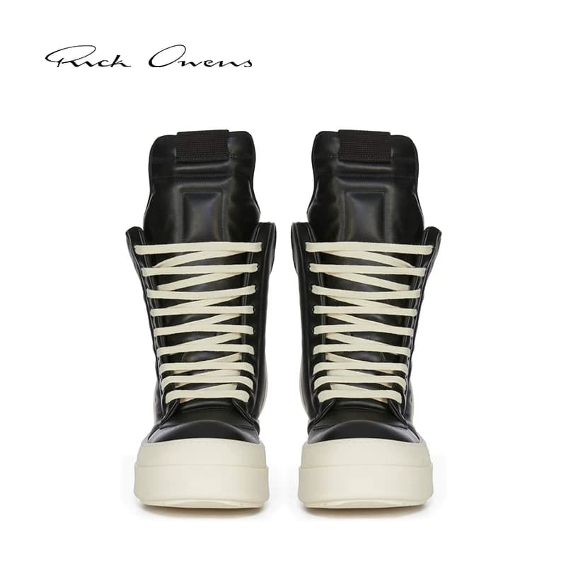 Мужские кроссовки с высоким берцем из телячьей кожи MEGA GEOBASKET от RICK OWENS