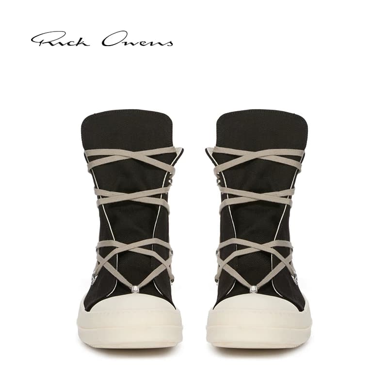 Мужские кроссовки RICK OWENS DRKSHDW из окрашенного денима HEXA от PORTERVILLE черного цвета