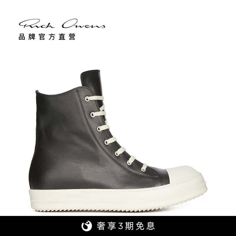 RICK OWENS Мужские черные кроссовки с высоким берцем из телячьей кожи Rick OWENS