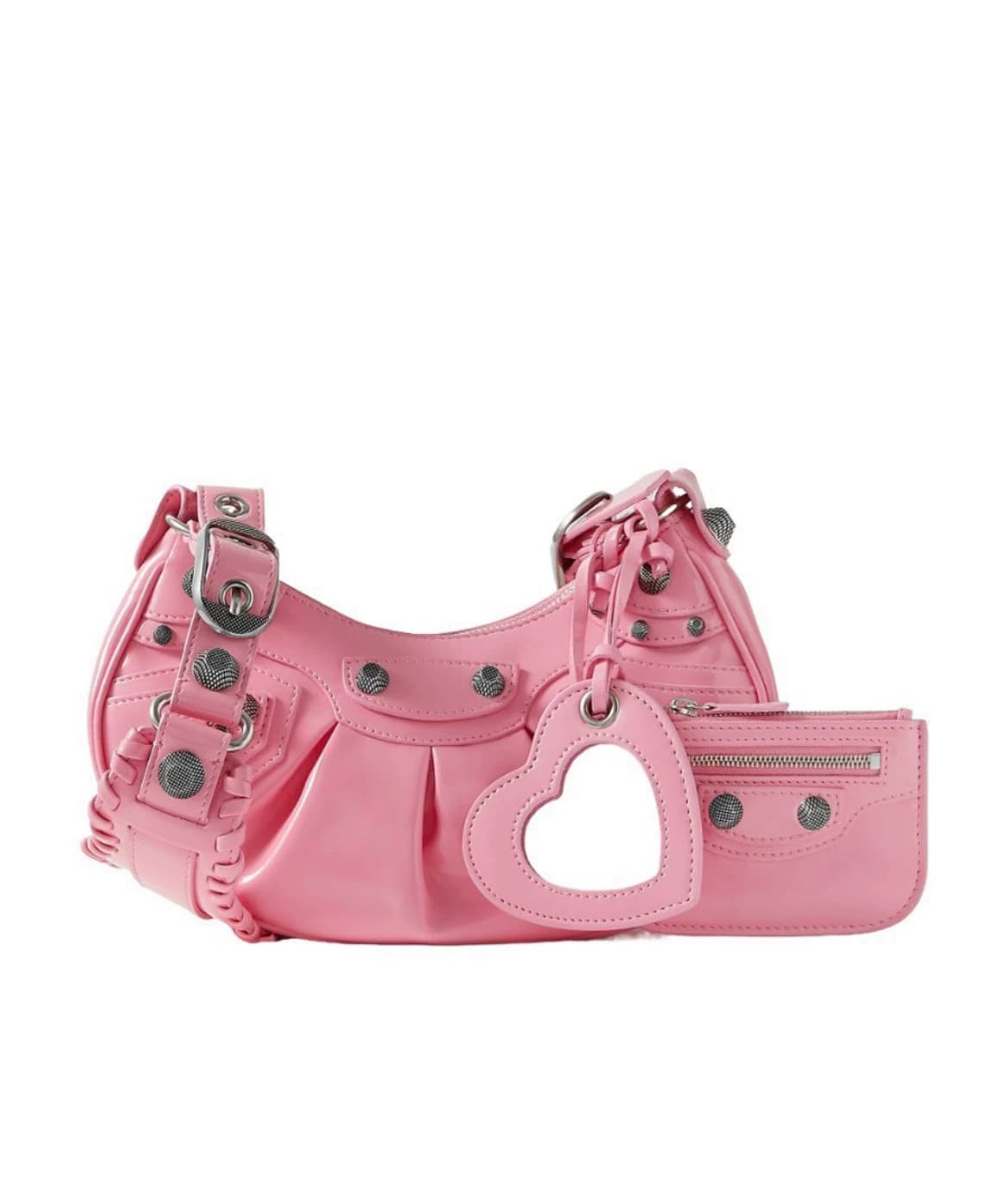 Покупка мотоциклетной сумки Balenciaga 23Ss Balenciaga Jelly Pink из лакированной кожи Le Cagole мотоциклетной сумки XS