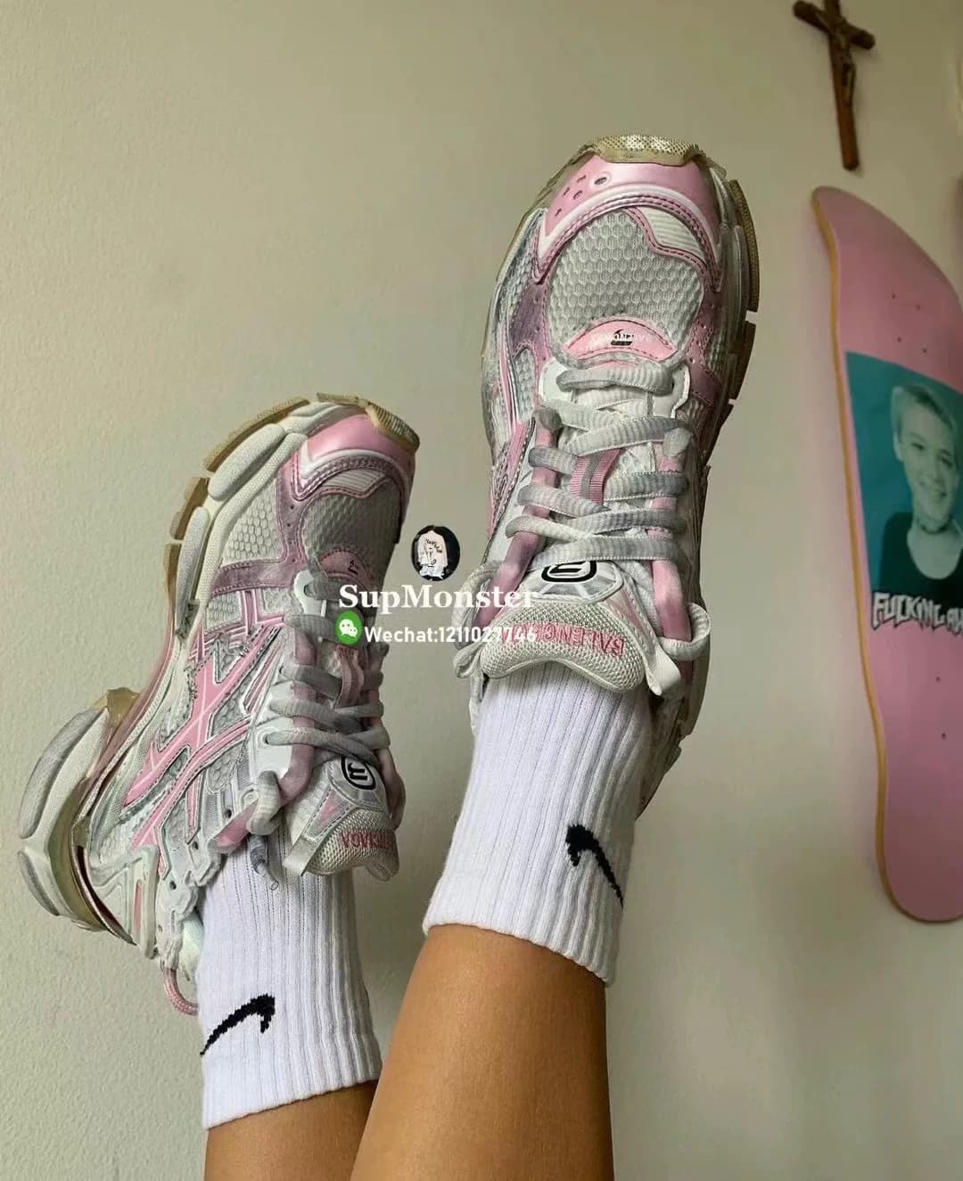 Balenciaga Баленсиага бело-розовые грязные старые кроссовки для бега от папы Спортивная обувь