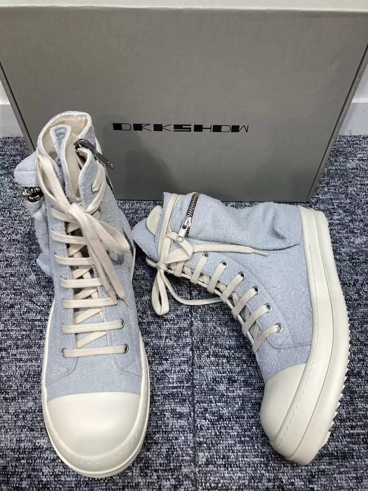 Высокие кроссовки с откидным верхом Rick Owens Drkshdw серого цвета с тактическим карманом на молнии DU02C5801