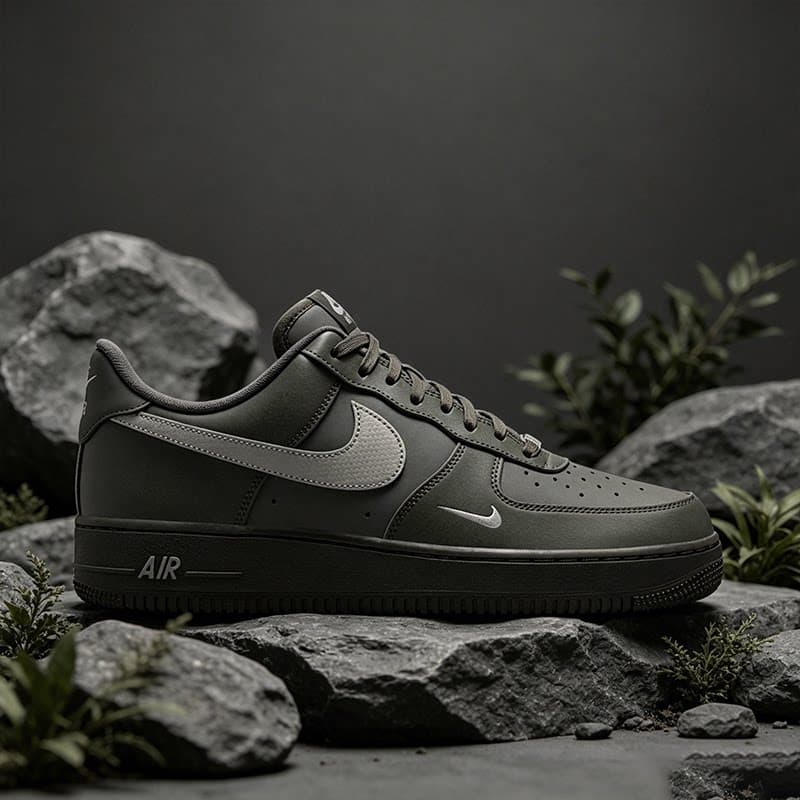 Мужская обувь NIKE Спортивная обувь Air Force One черного и серого цвета с вышивкой на маленьком крючке AF1, кроссовки с низким берцем IV5732-001