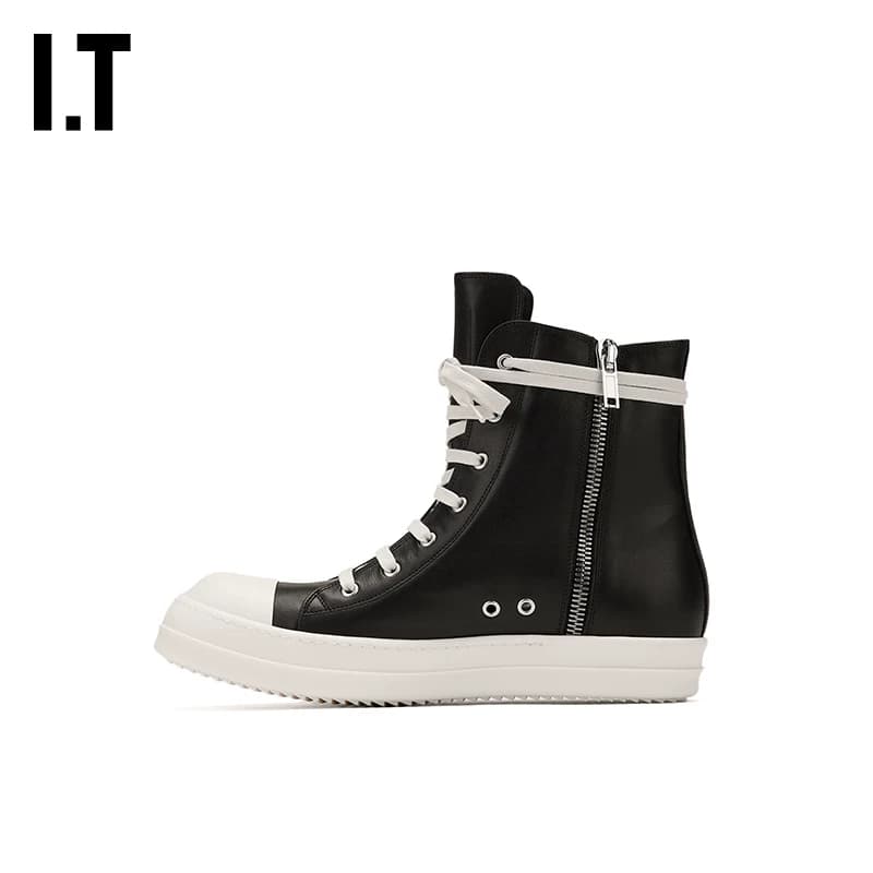IT Rick Owens/ мужская спортивная обувь с высоким берцем; коллекция 2019 года; новинка осени; модные полусапожки из текстурной кожи на шнуровке