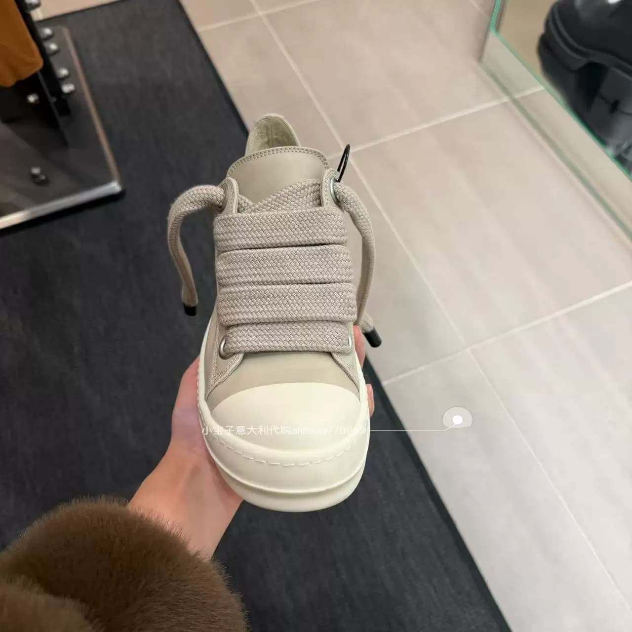 Xiaobaozi, Италия, Rick Owens/Мужские и женские кожаные кроссовки темно-белого цвета