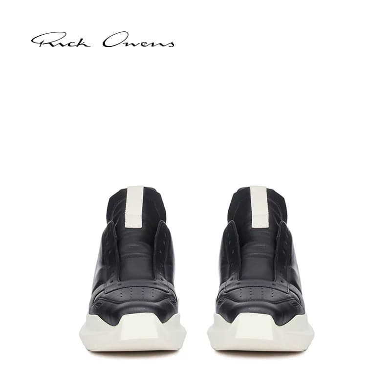 Мужские черные кроссовки RICK OWENS из натуральной кожи с геометрическим рисунком на толстой подошве