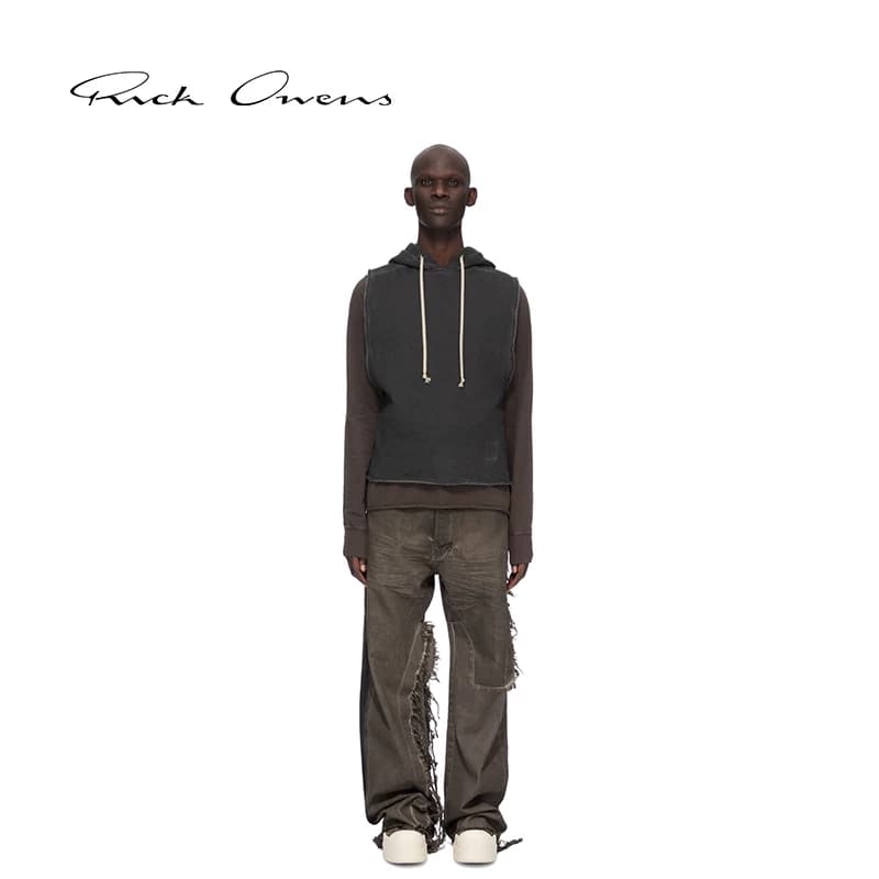 【Новинки ранней осени】 Осенне-зимние мужские джинсы RICK OWENS DRKSHDW 26 с прострочкой темно-серого цвета