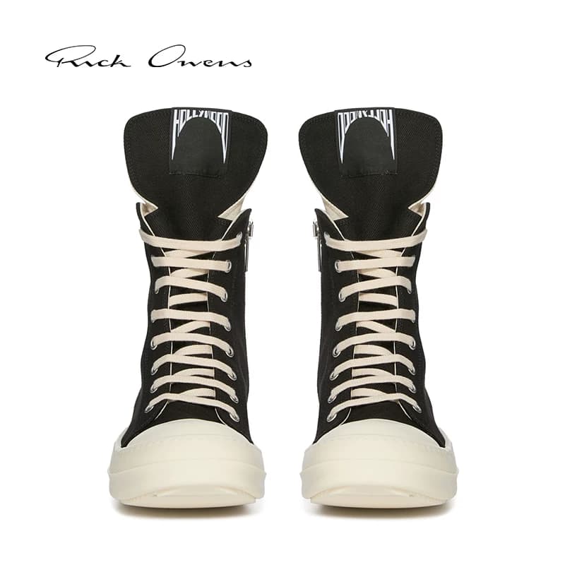 Женские черные молочно-белые джинсовые кроссовки RICK OWENS DRKSHDW