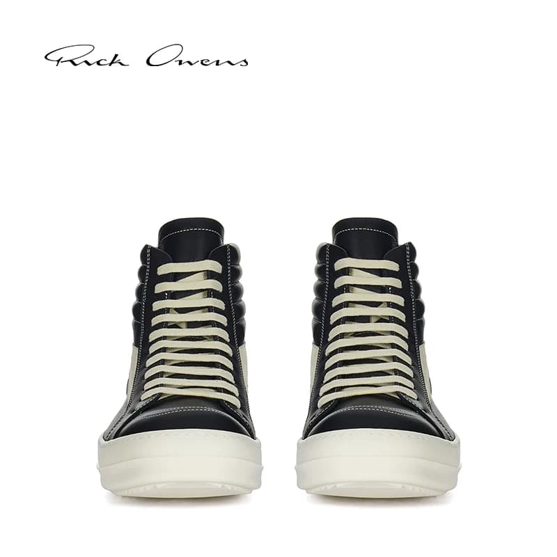 Мужские ретро-кроссовки RICK OWENS VINTAGE SNEAKS из черной воловьей кожи и бархата с высоким берцем
