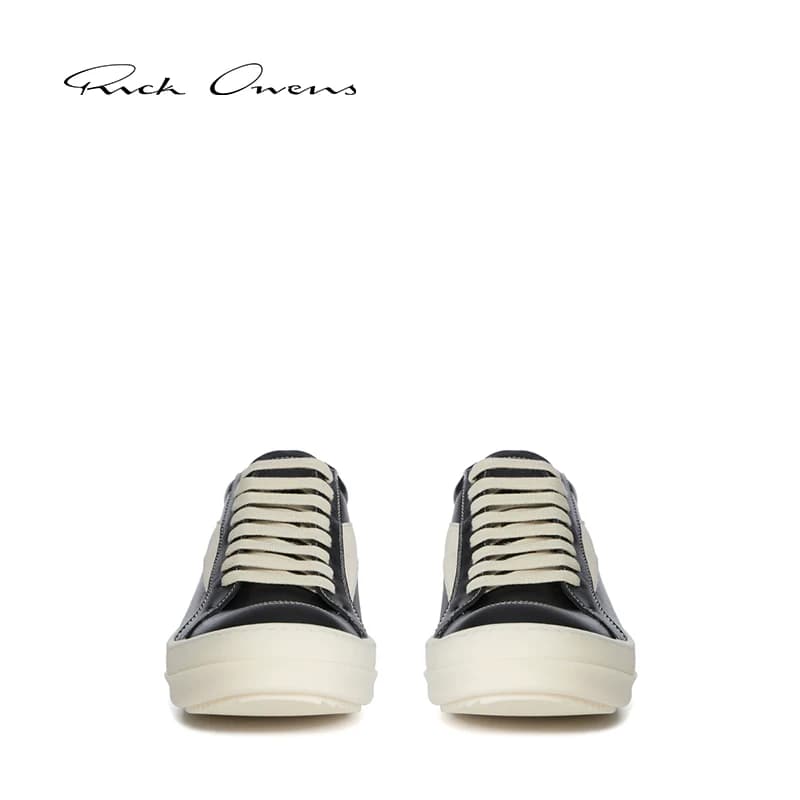 Женские ретро-кроссовки RICK OWENS VINTAGE SNEAKS из черной воловьей кожи в стиле ретро