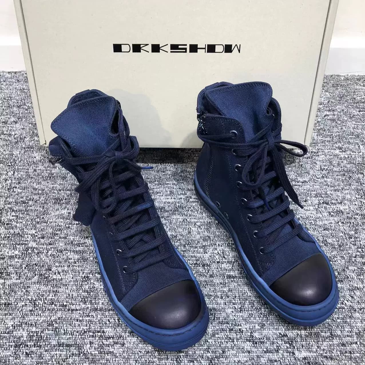 Кроссовки на шнуровке с высоким берцем и застежкой-молнией Rick Owens Drkshdw цвета индиго DU/DS01C6800