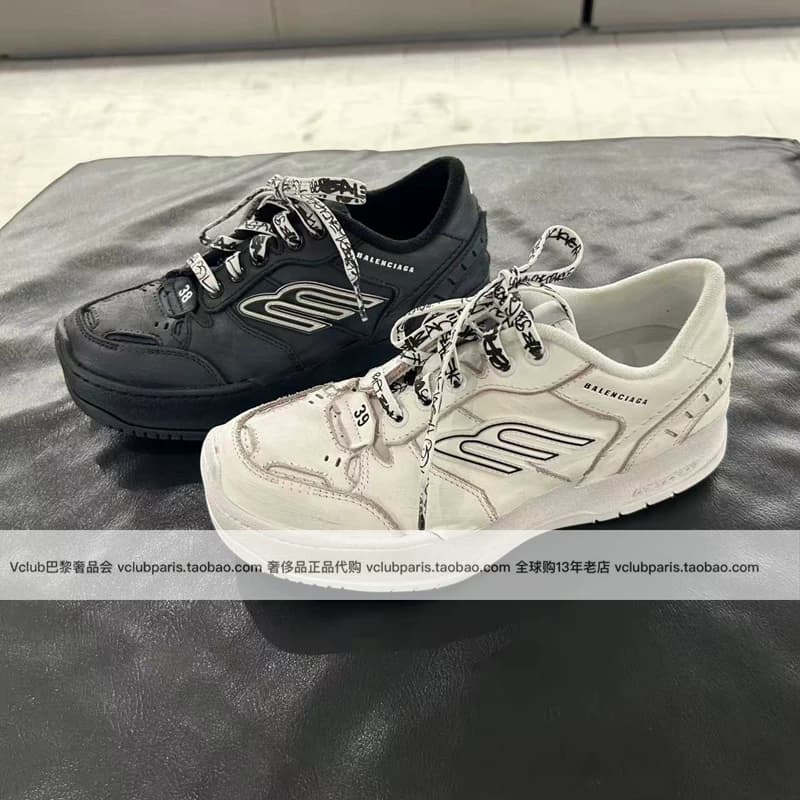 Подлинная покупка Balenciaga Balenciaga 26 ранняя осень, новая черно-белая спортивная повседневная обувь на шнуровке с круглым носком