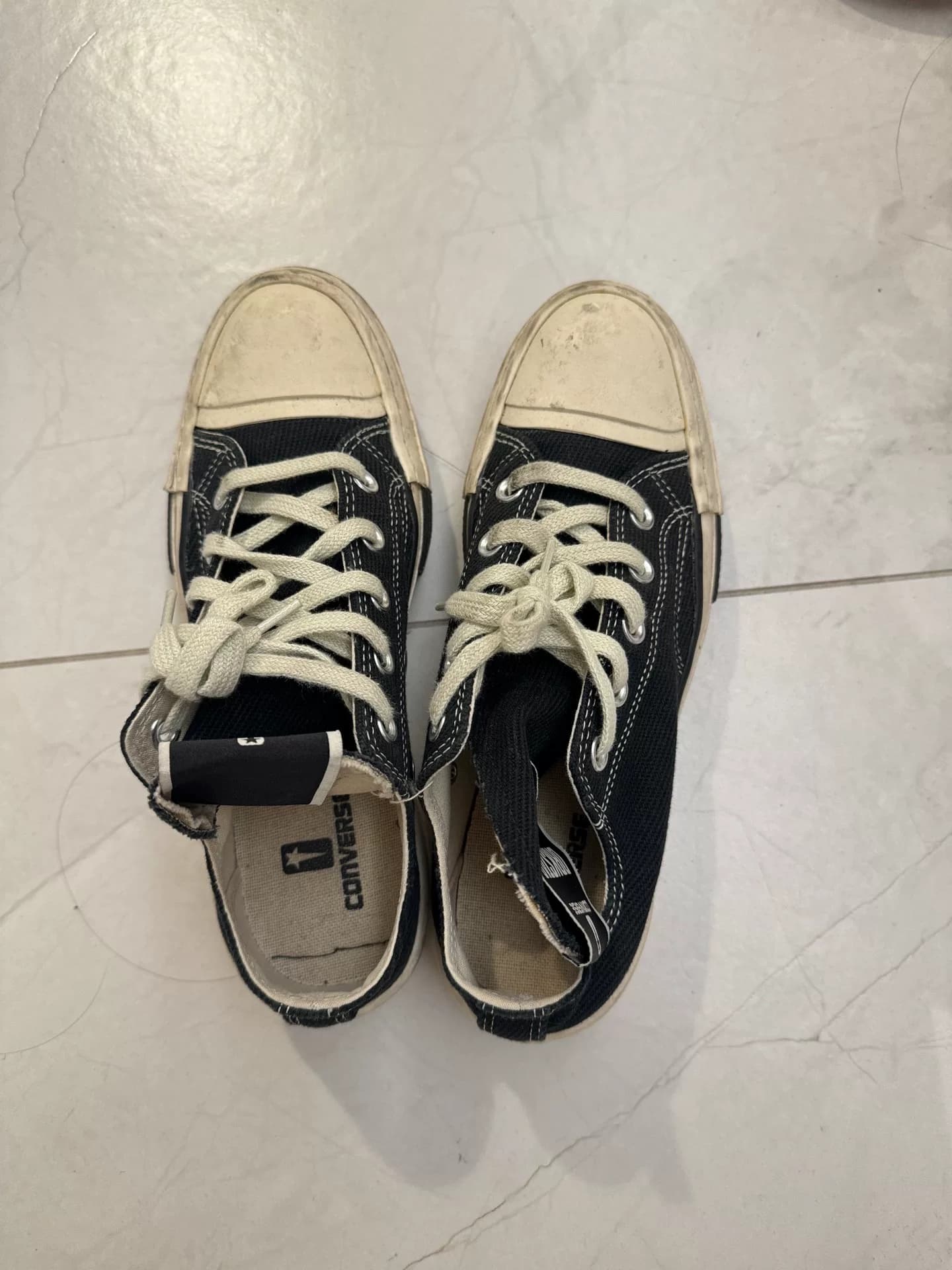 Парусиновые туфли с низким берцем от кобренда Converse x Rick Owens, черные