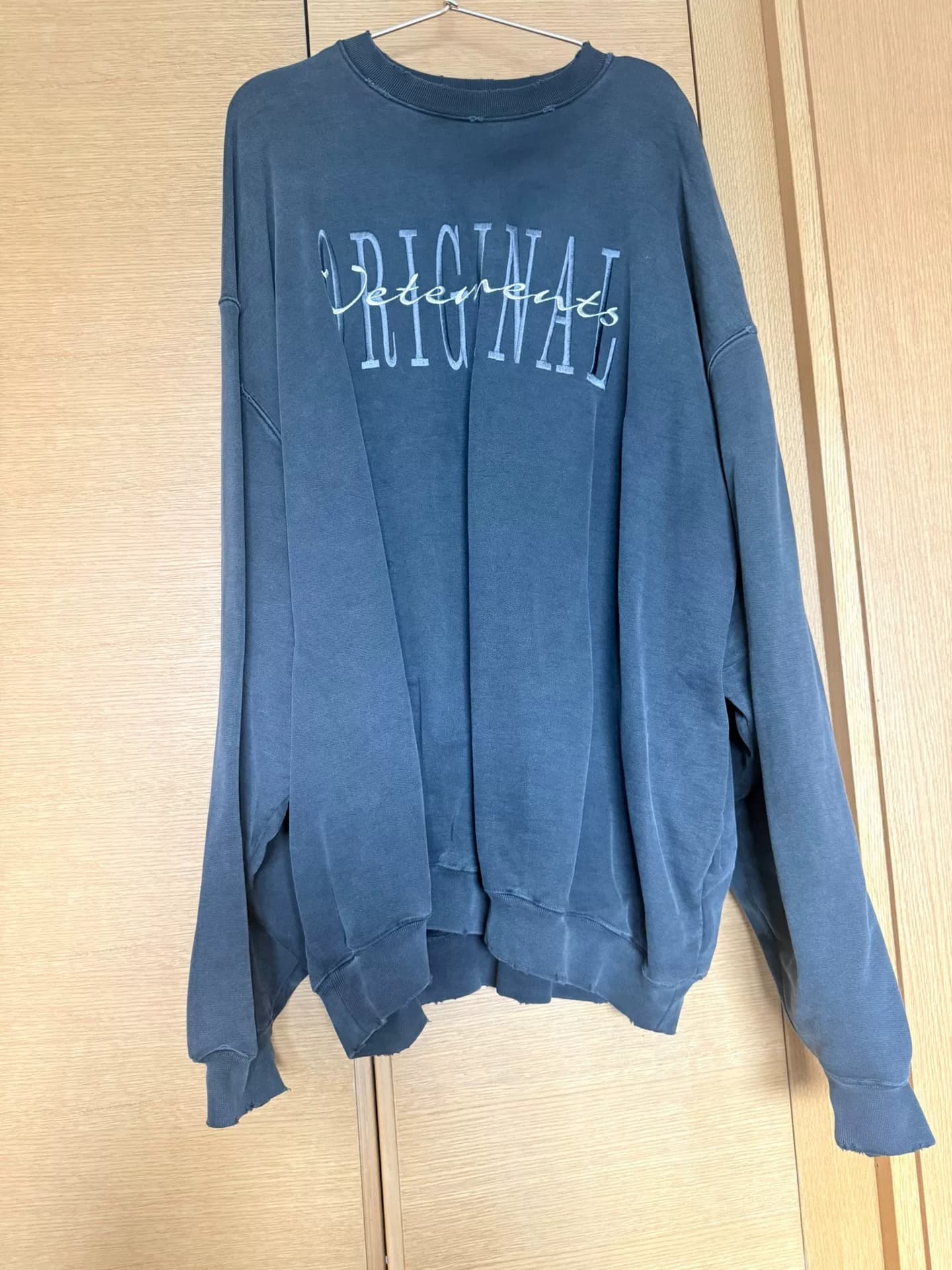 Постиранный свитер Personal wear-resistant Vetements, синий, размер S, подходит для одежды большой ширины
