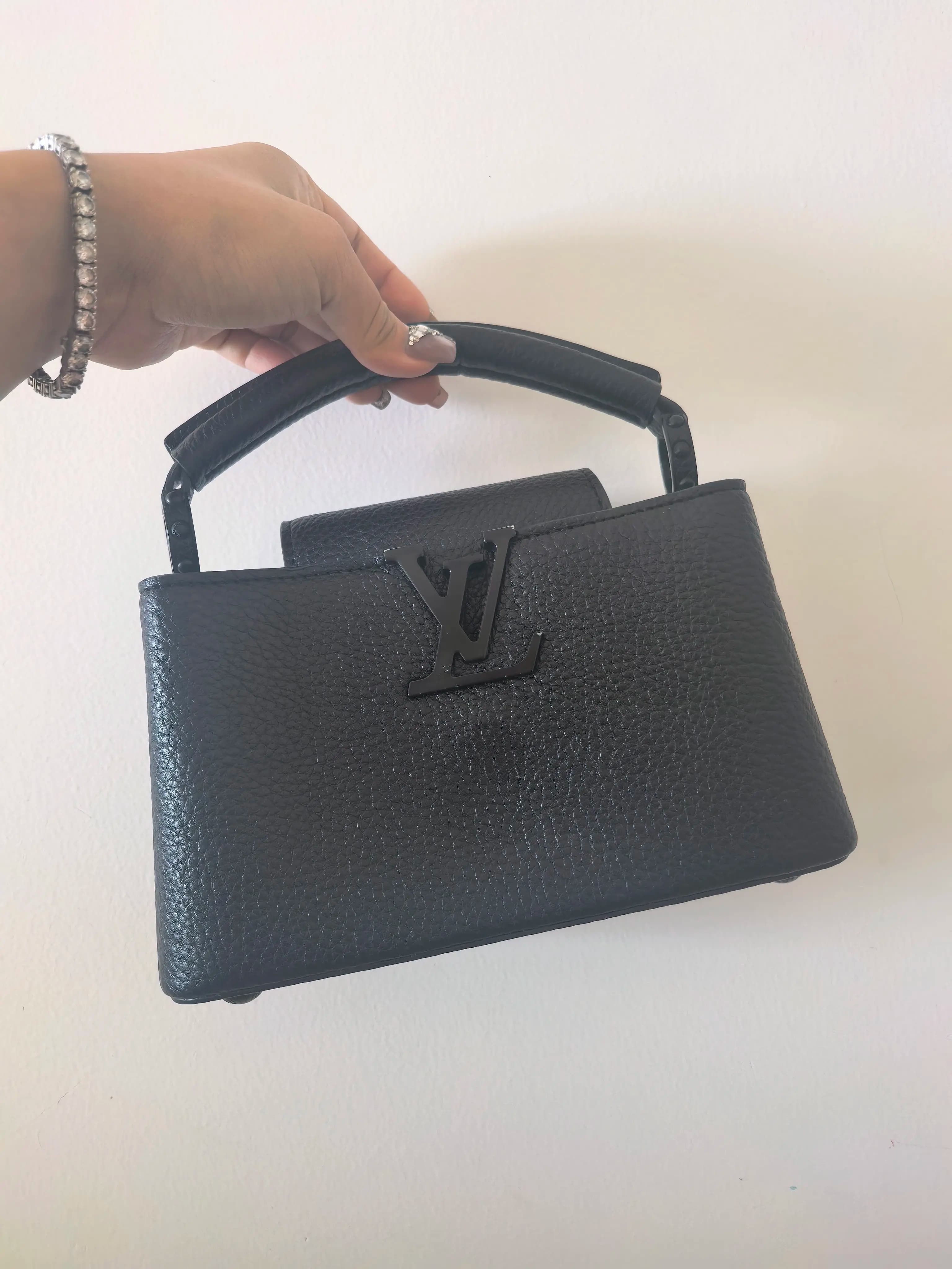 Маленькие капуцины LV из черной матовой воловьей кожи