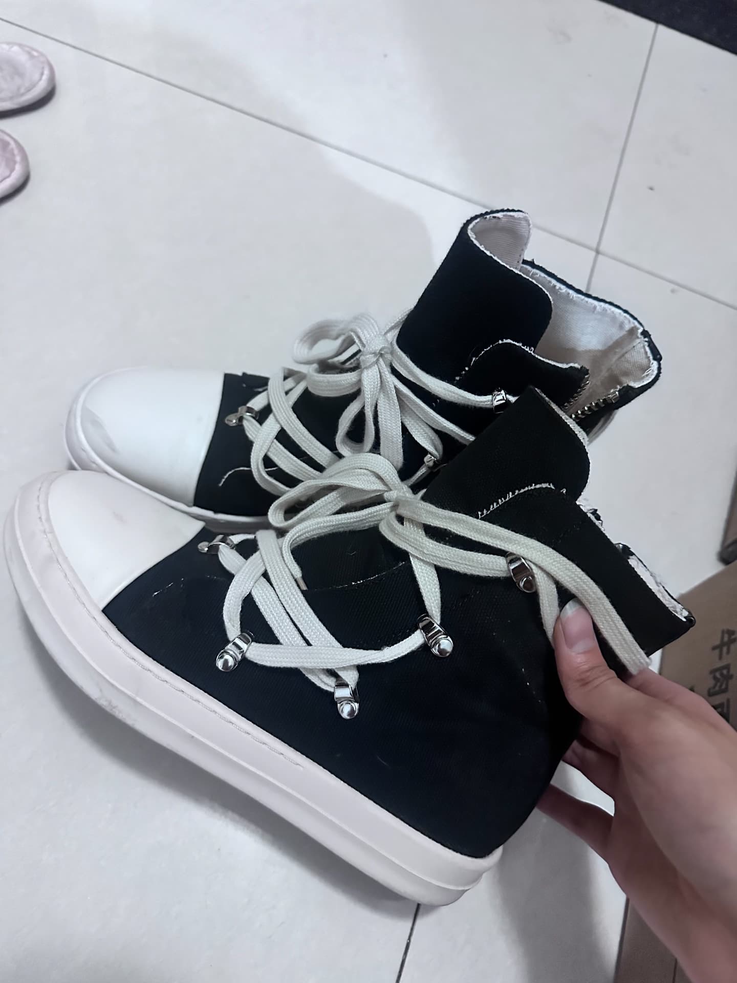 Парусиновые туфли с высоким берцем Rick owens pentagram