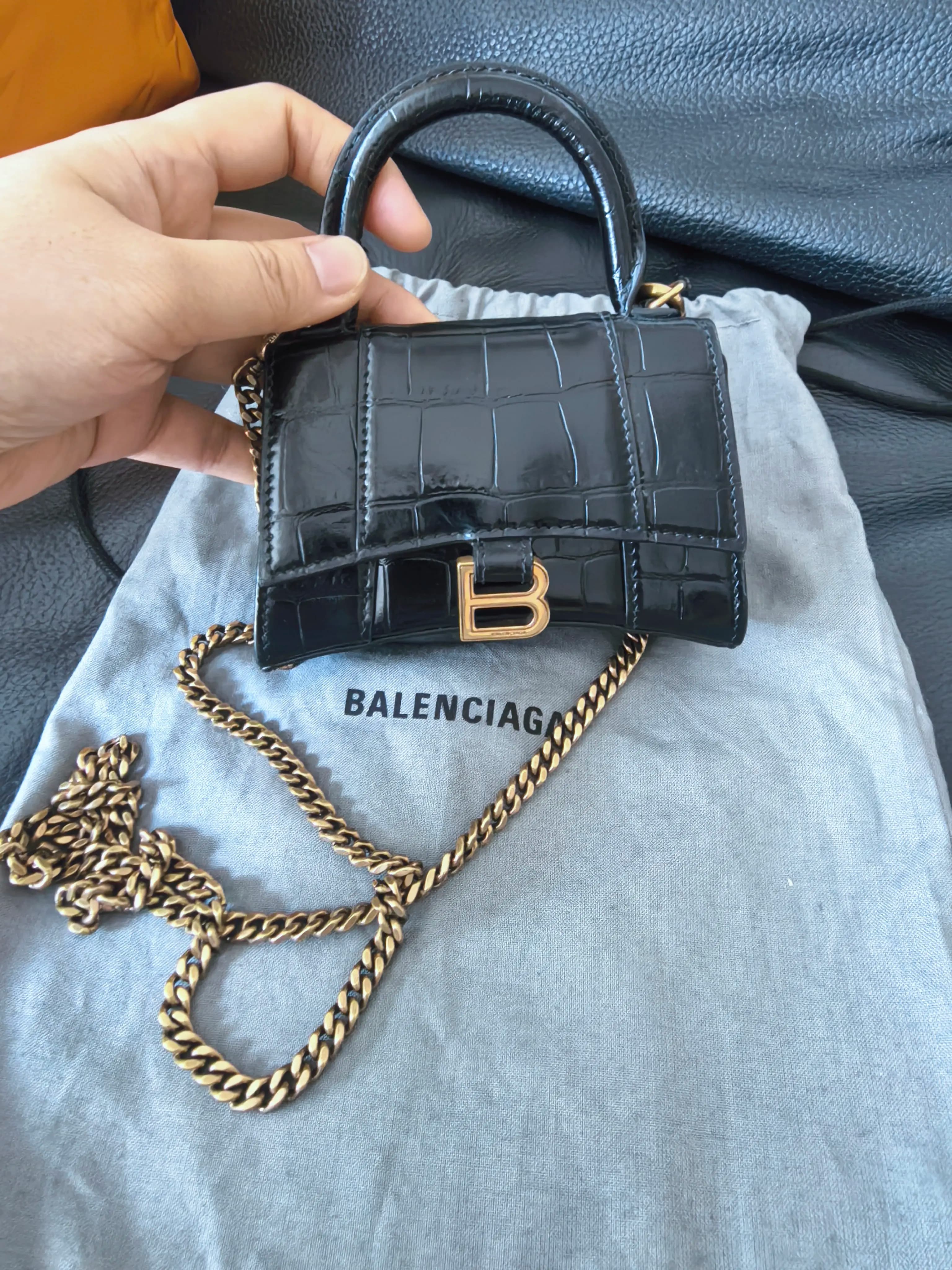 Balenciaga Песочные часы Balenciaga из черного крокодила