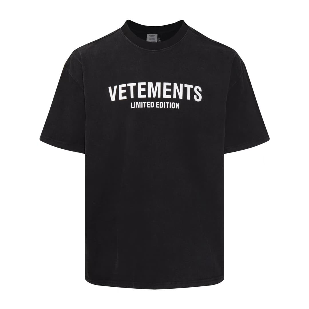 VETEMENTS 23SS новый выстиранный короткий рукав с принтом на груди