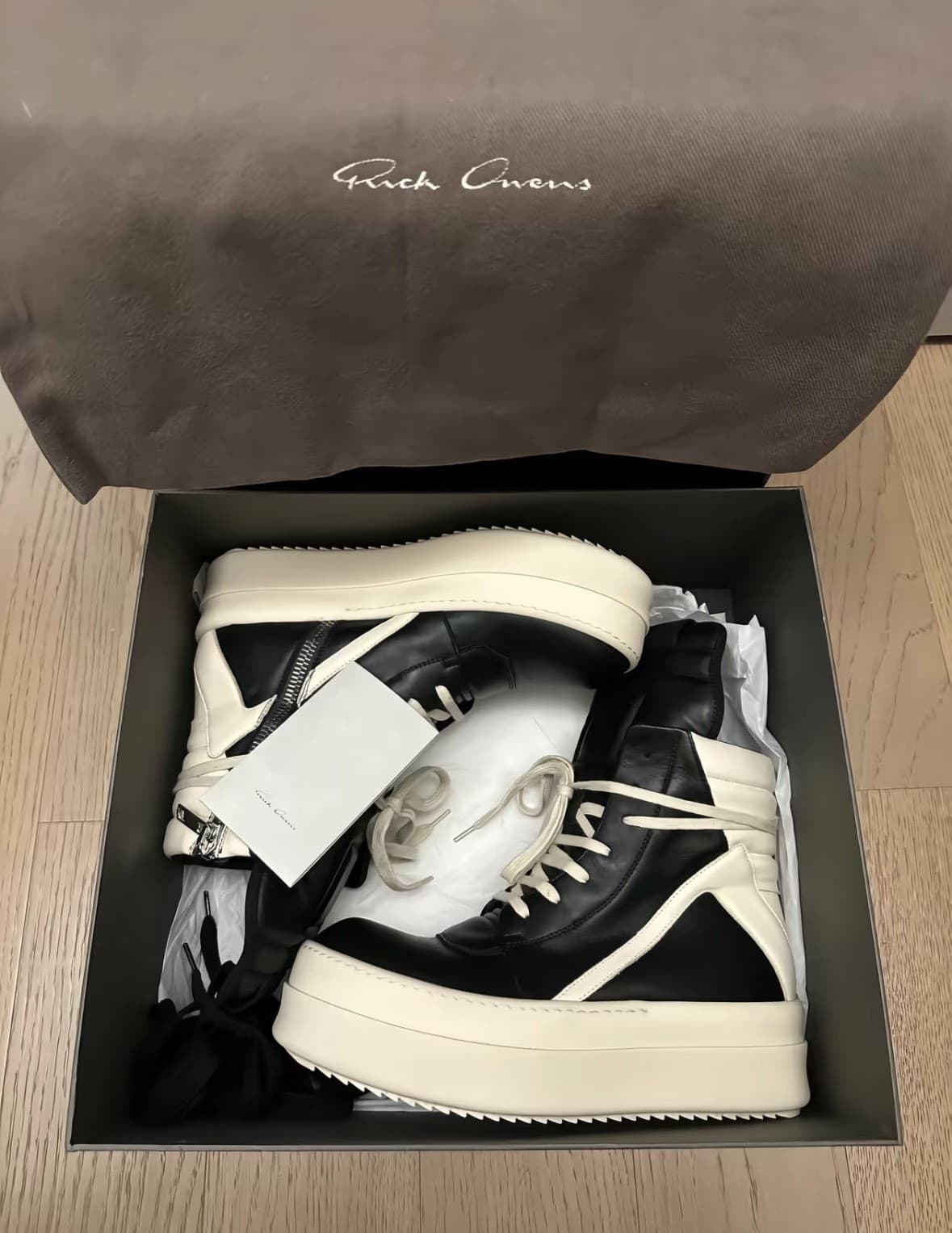 Персональная обувь Кроссовки Rick Owens RO main line с высоким берцем и перевернутым треугольником на толстой подошве,