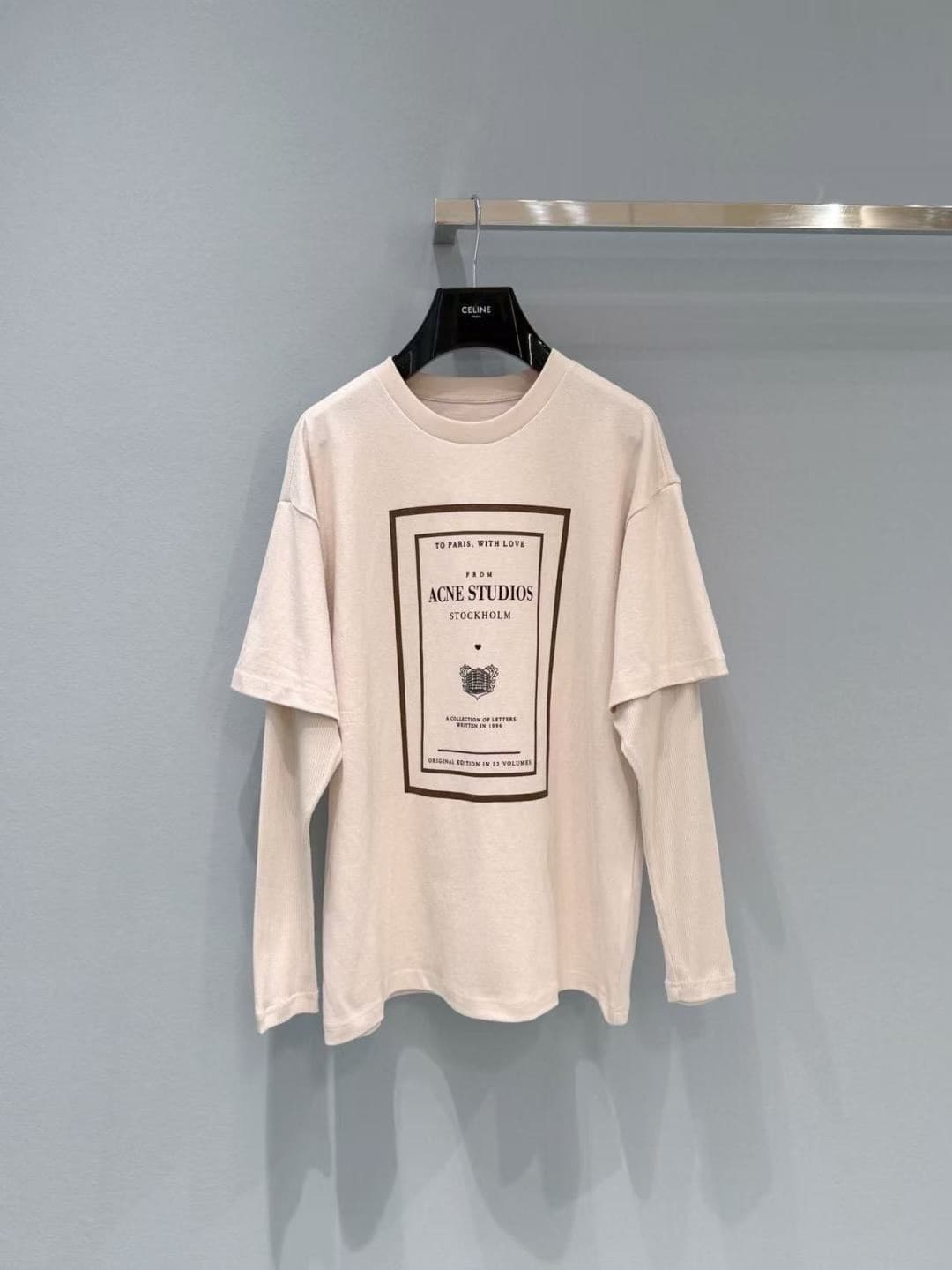 #Футболка с длинными рукавами Acne Studios acne fake из двух частей с принтом замка от Acne Studios,
