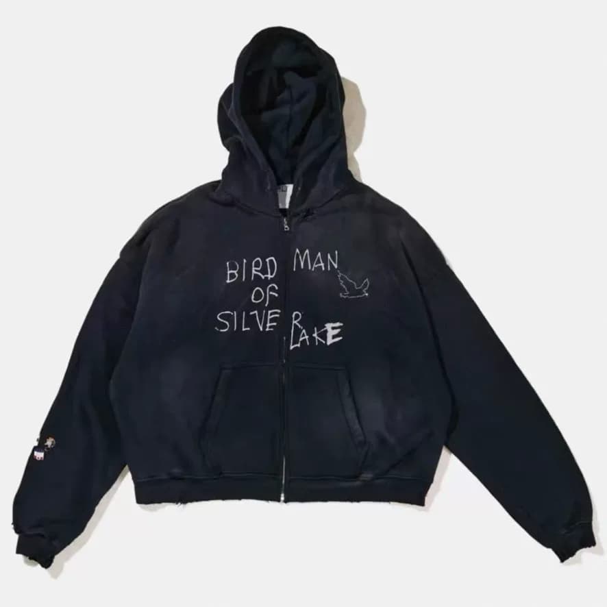 Черно-синяя медаль с граффити Paly Hollywood 25SS, выстиранная и потертая