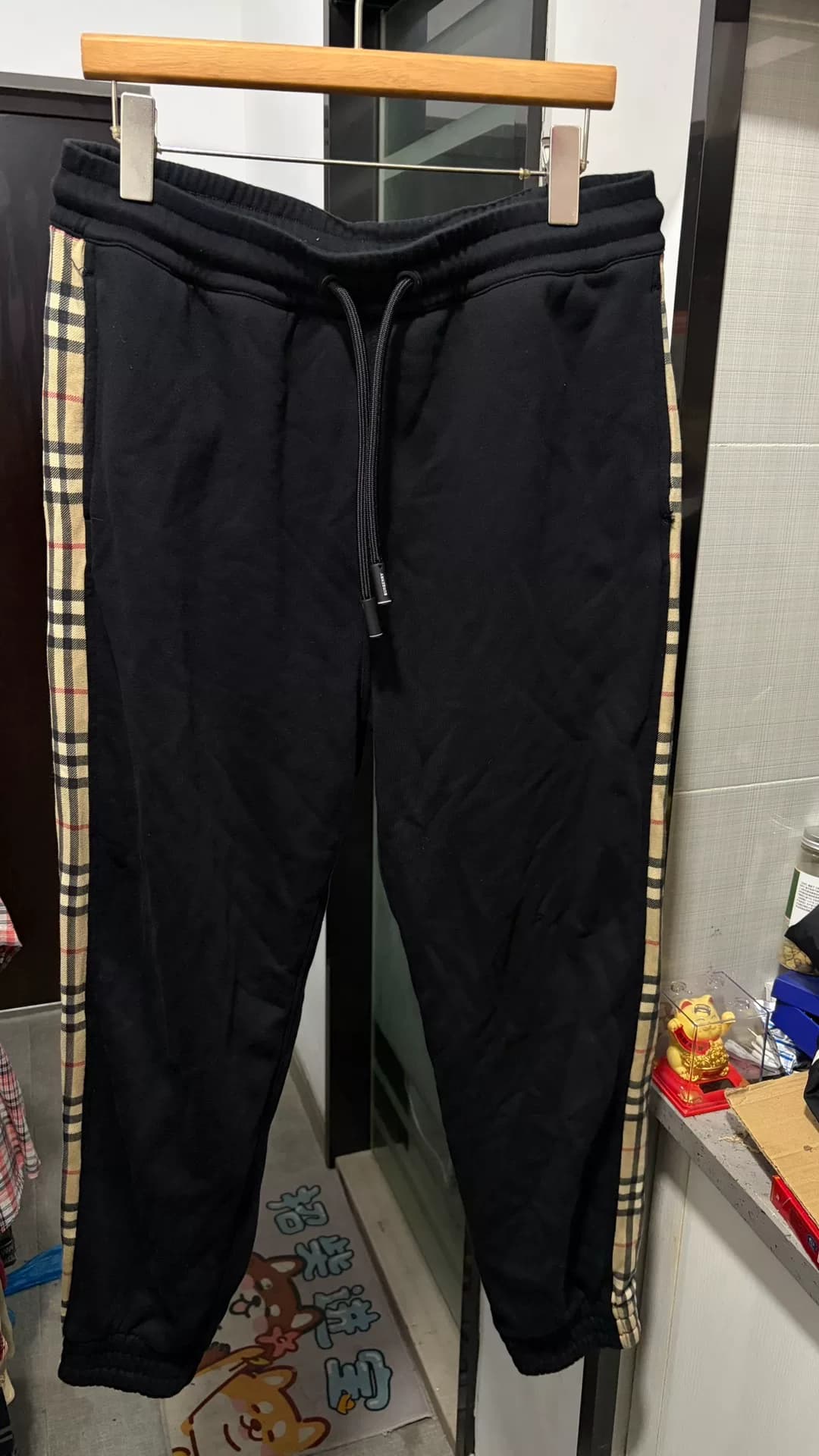 Натуральная кожа Burberry Burberry + Мужские спортивные брюки в клетку сбоку + Золотистый размер L+