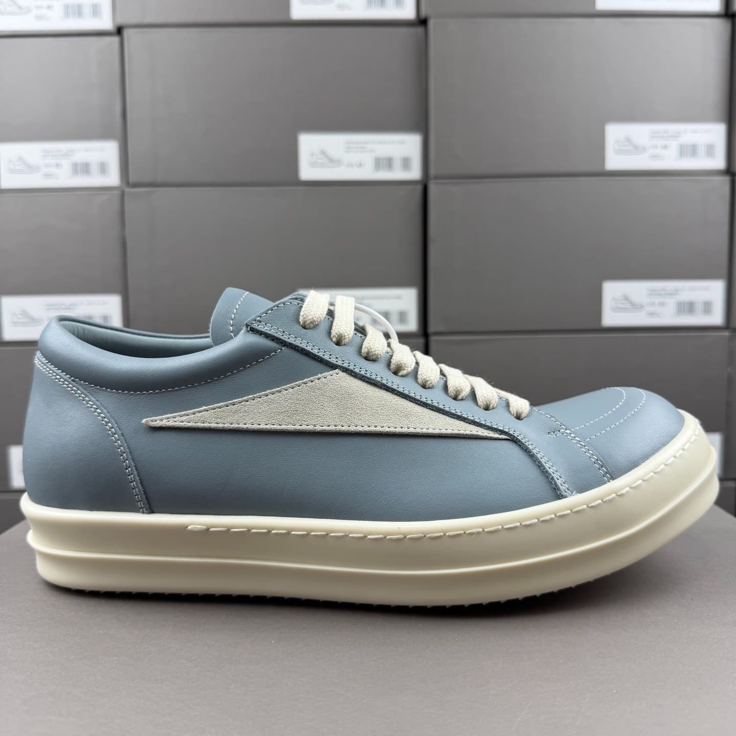 Синие замшевые кроссовки RICK OWEN haze из кожи с низким берцем