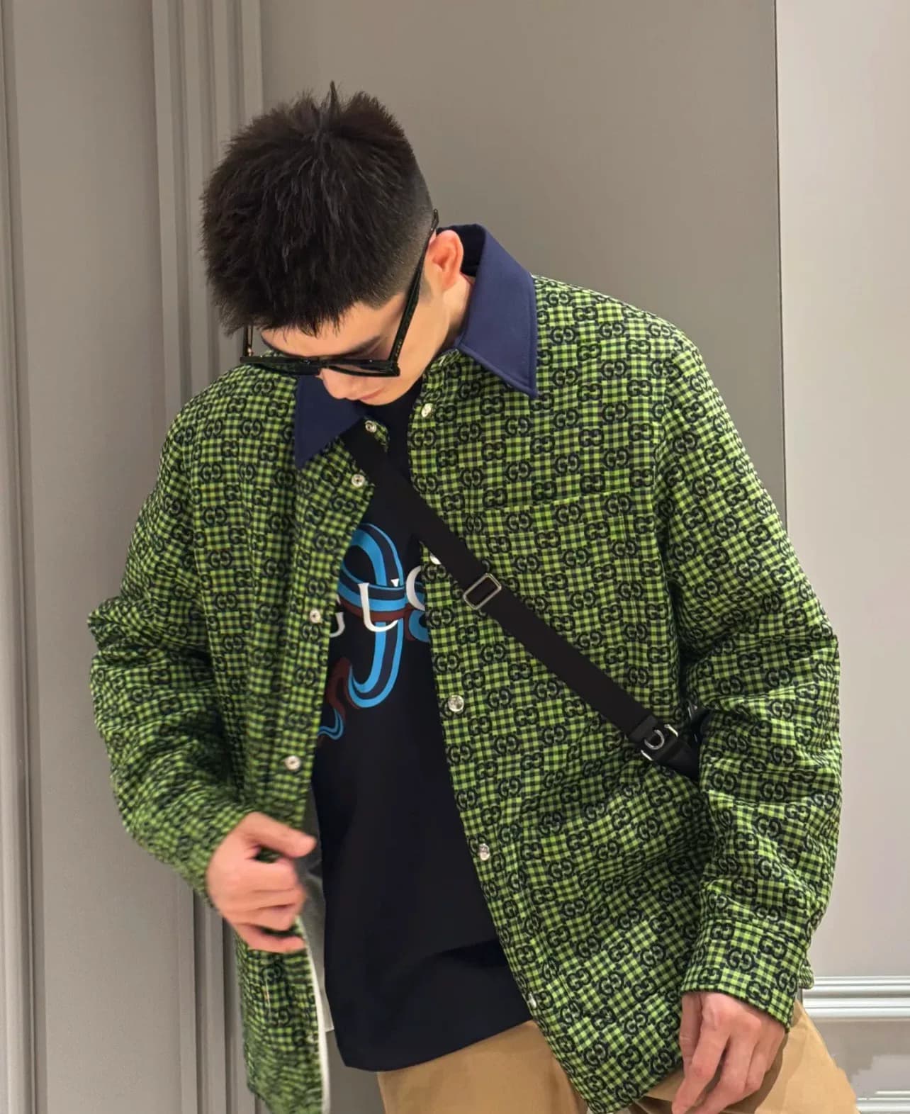 Жаккардовая рубашка из хлопка и льна Gucci gucci GC 26SS small G с длинными рукавами