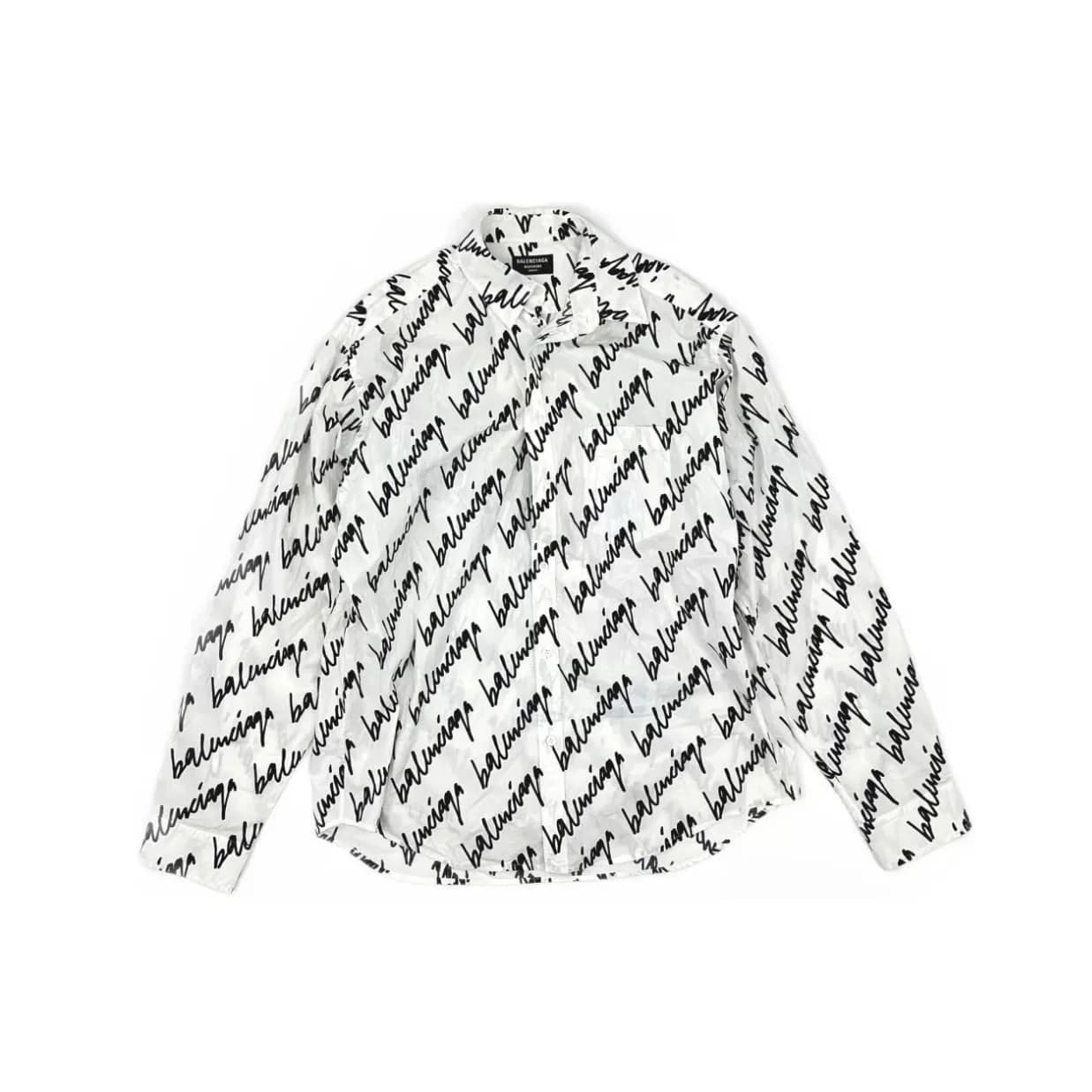 Рубашка с длинными рукавами и буквенным принтом Balenciaga с логотипом Balenciaga