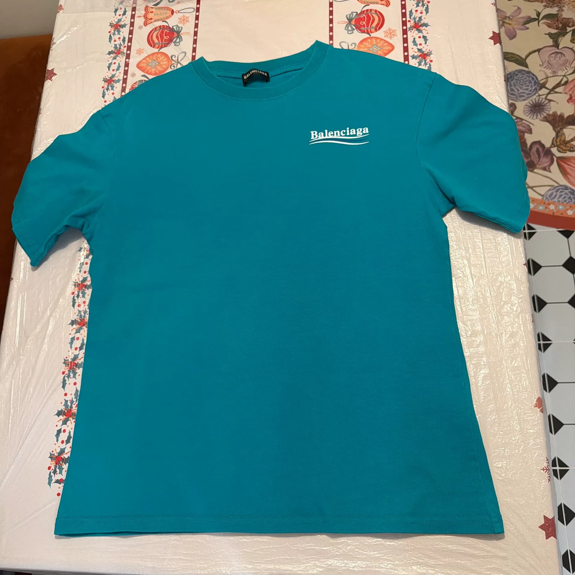 Футболка Balenciaga Balenciaga Lake blue с коротким рукавом, размер XS,
