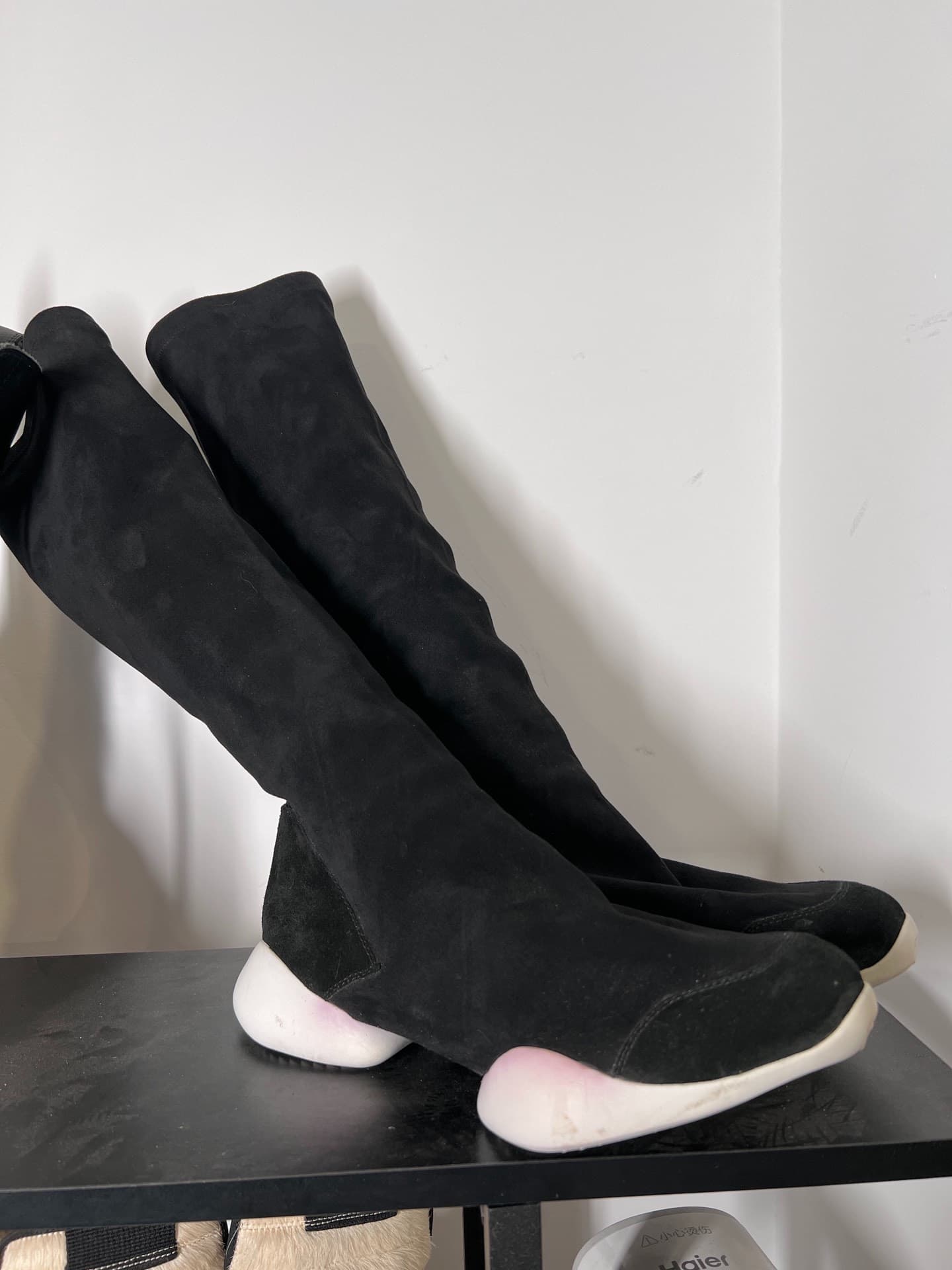 Замшевые сапоги Rick Owens RO на танкетке с длинным рукавом и мехом-трубочкой, размер 43